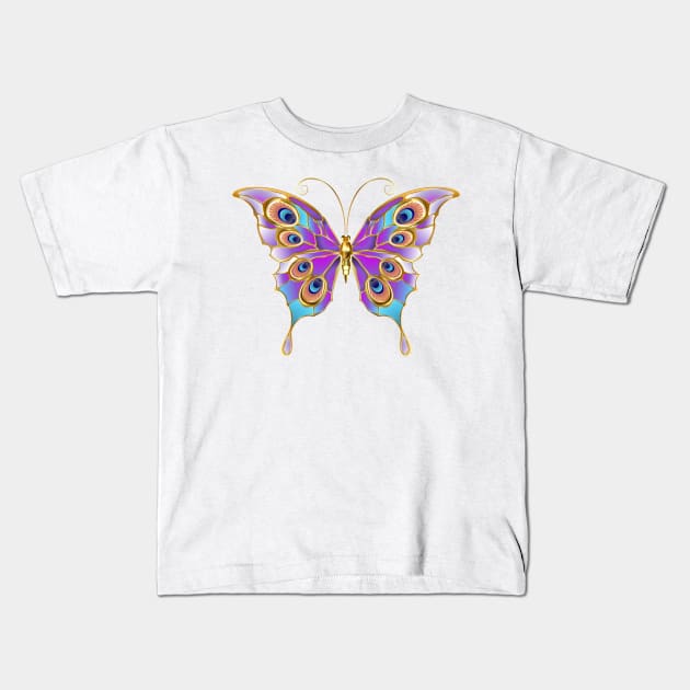 Jewelry Butterfly Peacock Kids T-Shirt by Blackmoon9